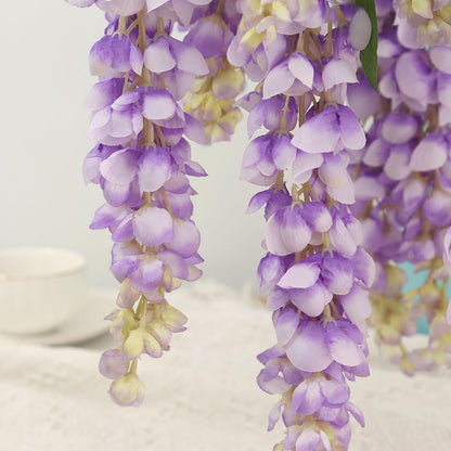 4pcs 47.2in Artificial Fake Wisteria Hanging Flower Garland Silk(blue)