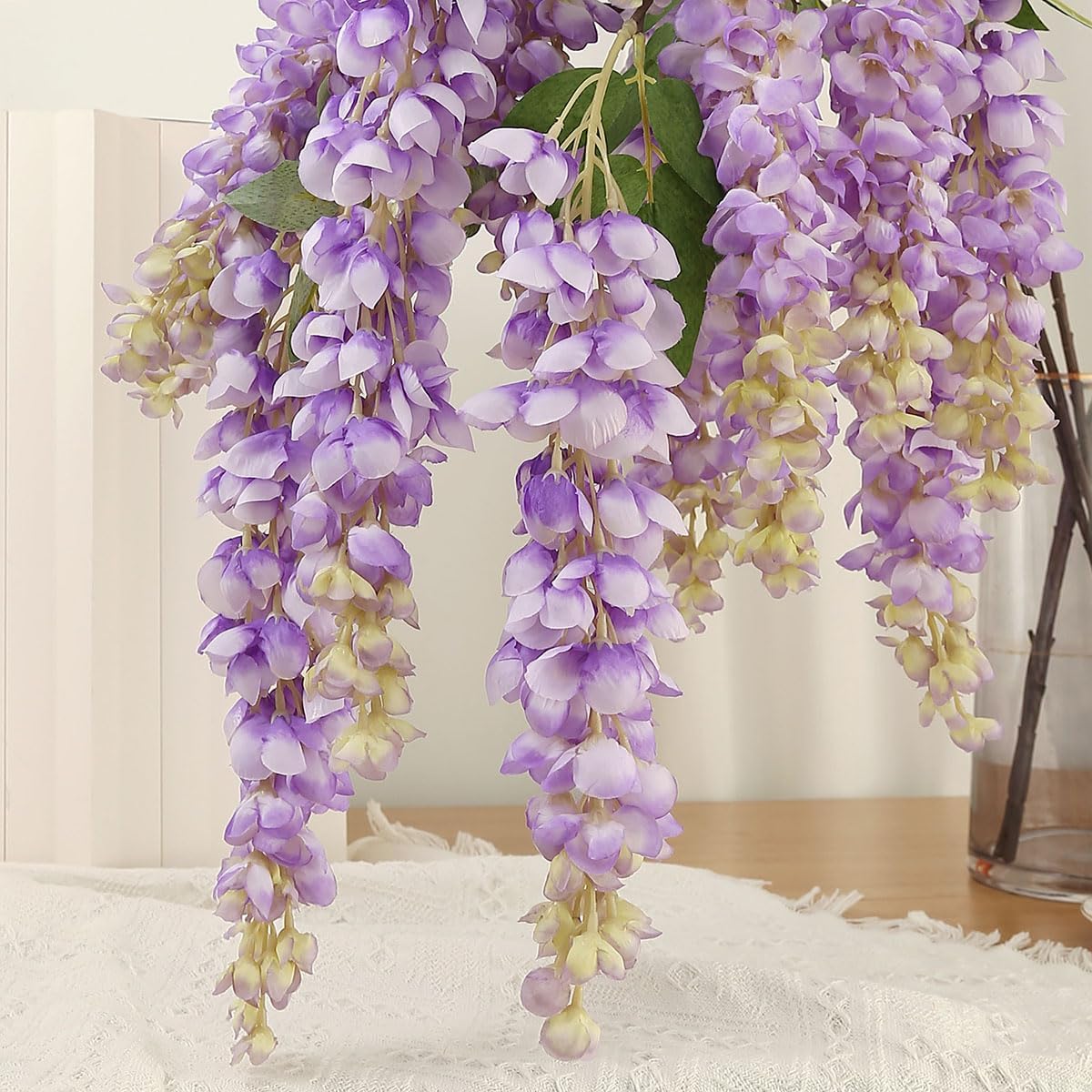 4pcs 47.2in Artificial Fake Wisteria Hanging Flower Garland Silk(blue)