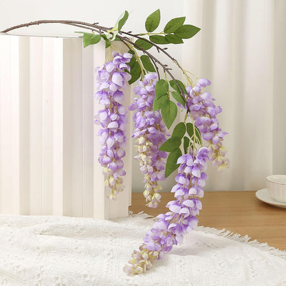 4pcs 47.2in Artificial Fake Wisteria Hanging Flower Garland Silk(blue)