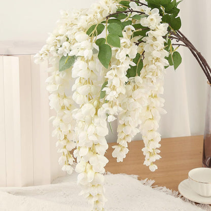 4pcs 47.2in Artificial Fake Wisteria Hanging Flower Garland Silk(blue)
