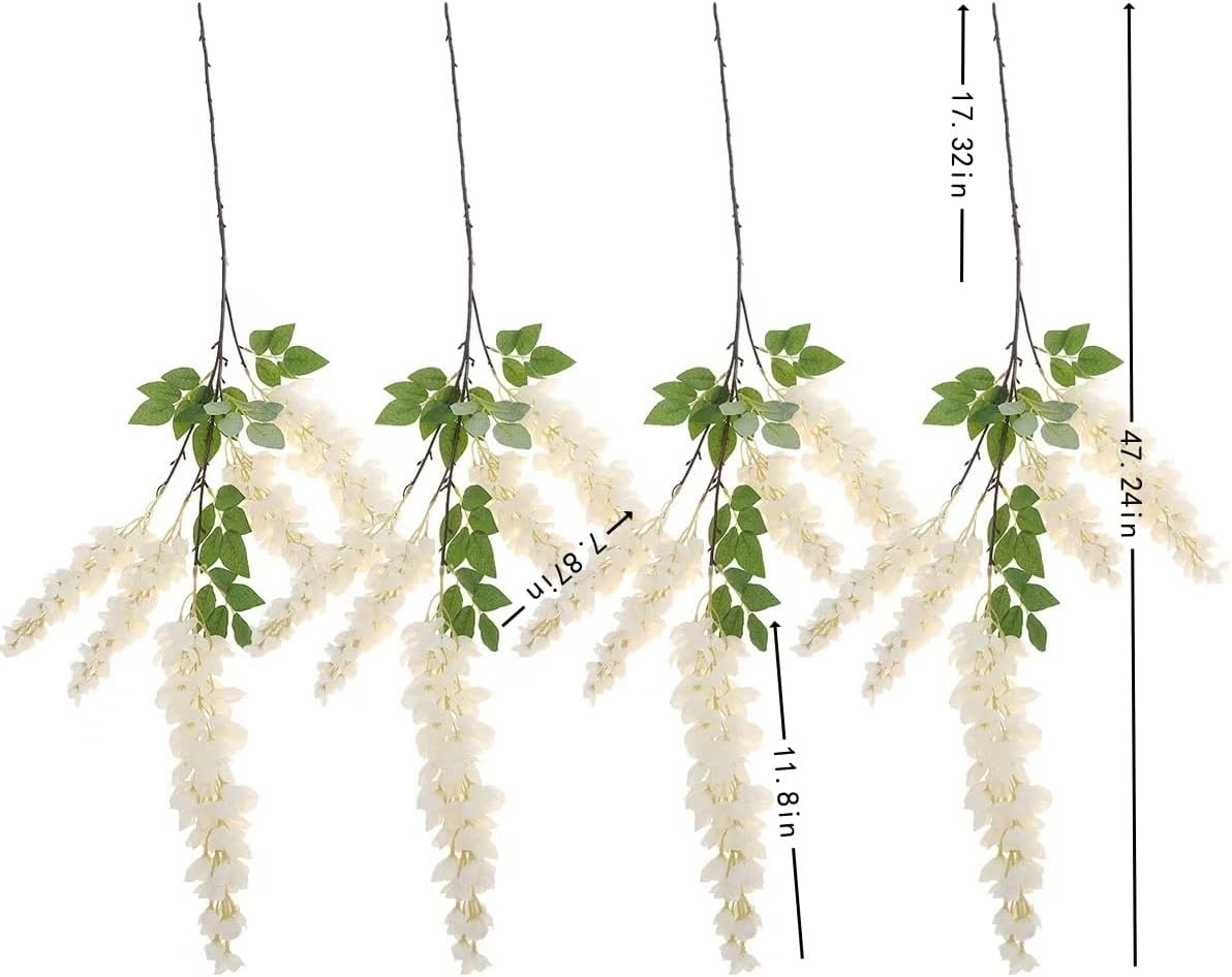 4pcs 47.2in Artificial Fake Wisteria Hanging Flower Garland Silk(blue)
