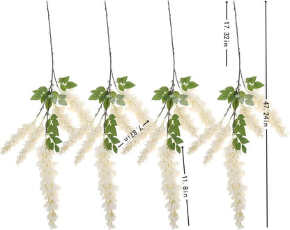 4pcs 47.2in Artificial Fake Wisteria Hanging Flower Garland Silk(blue)