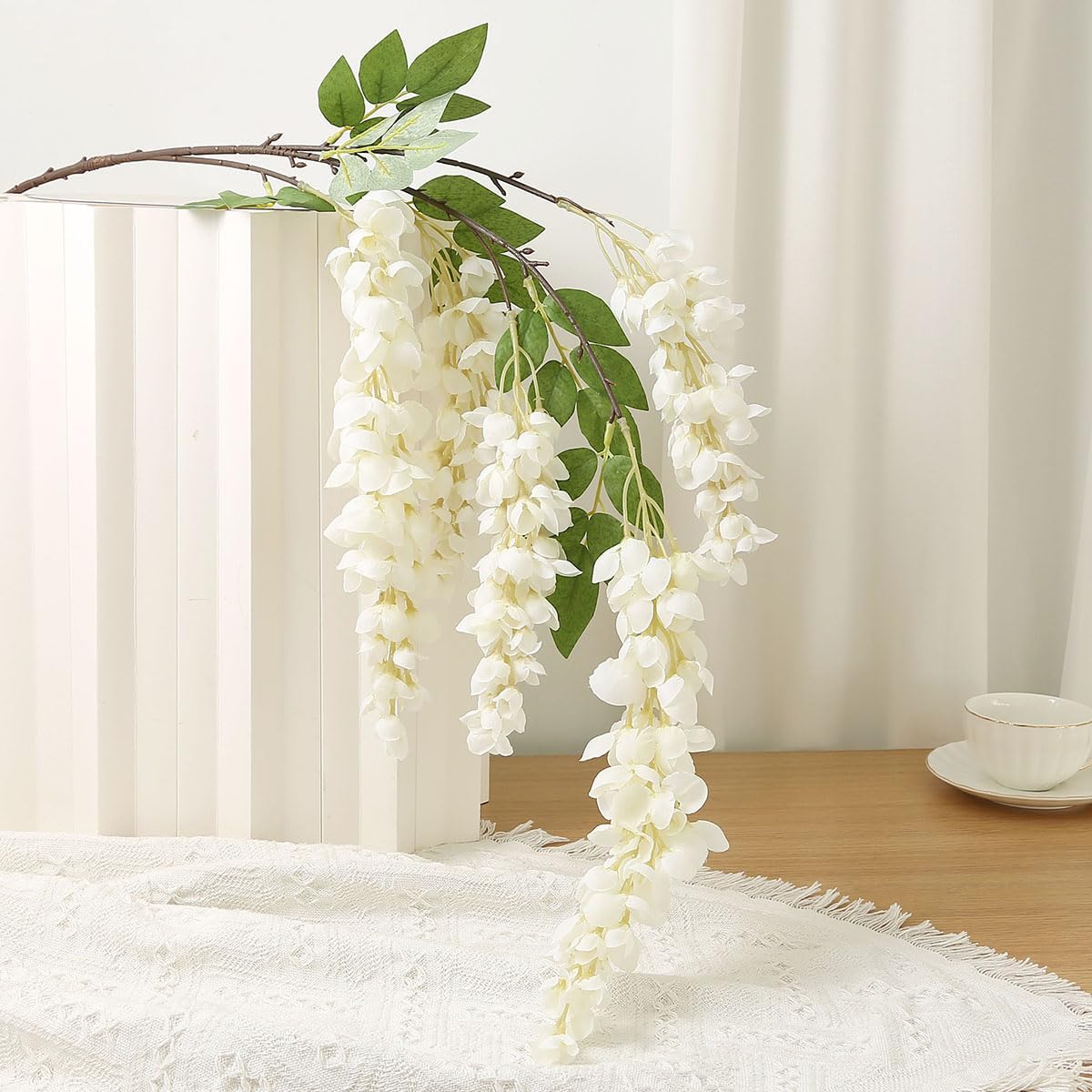 4pcs 47.2in Artificial Fake Wisteria Hanging Flower Garland Silk(blue)