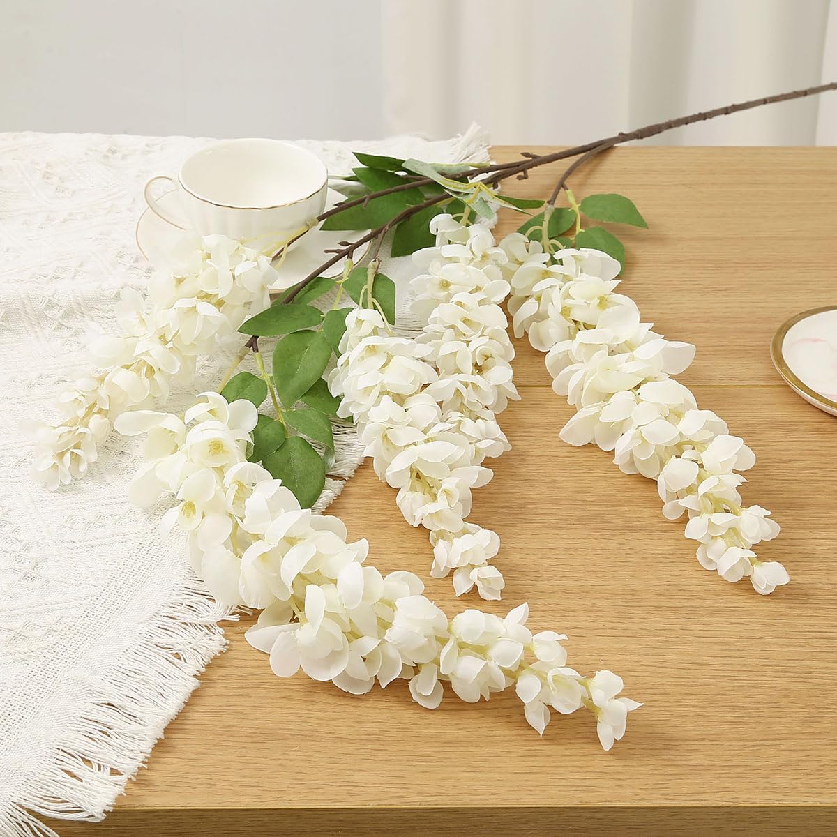 4pcs 47.2in Artificial Fake Wisteria Hanging Flower Garland Silk(blue)
