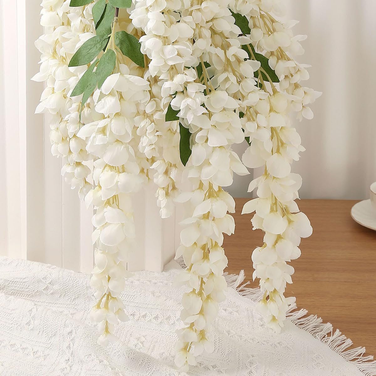 4pcs 47.2in Artificial Fake Wisteria Hanging Flower Garland Silk(blue)