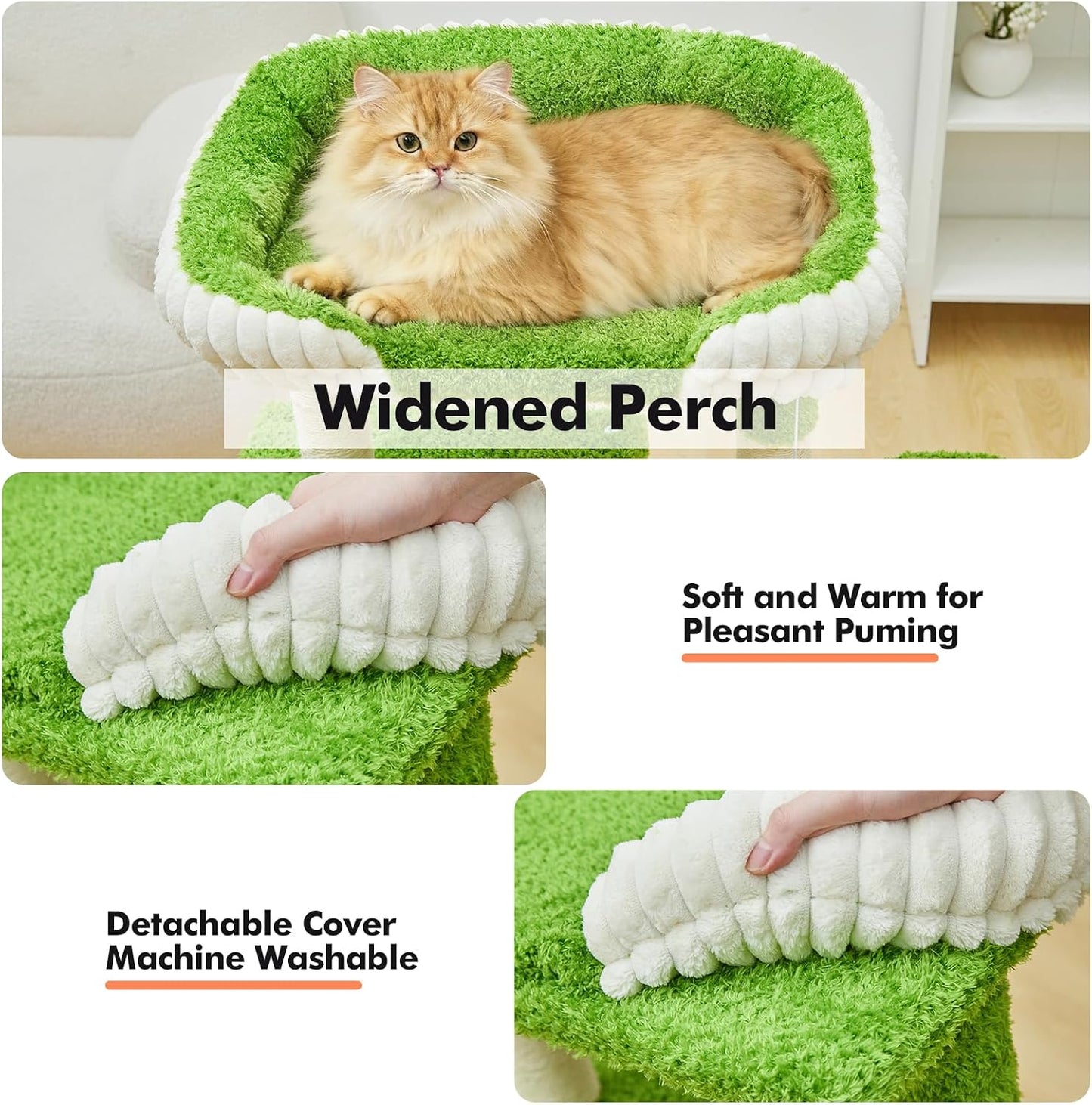 Cat Tree Tower with Large Cat House,Three Platforms Jumping and Sleeping for Cats Multi-Functional for Kittens and Adult Cats (Green)