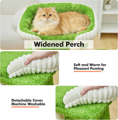Cat Tree Tower with Large Cat House,Three Platforms Jumping and Sleeping for Cats Multi-Functional for Kittens and Adult Cats (Green)