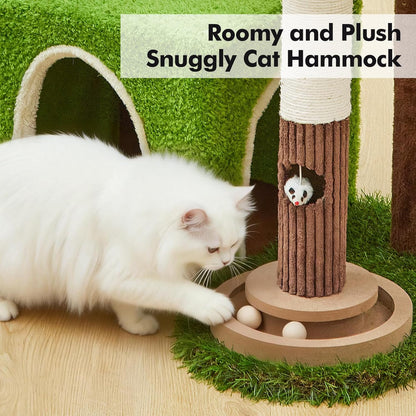 Cat Tree Tower with Large Cat House,Three Platforms Jumping and Sleeping for Cats Multi-Functional for Kittens and Adult Cats (Green)