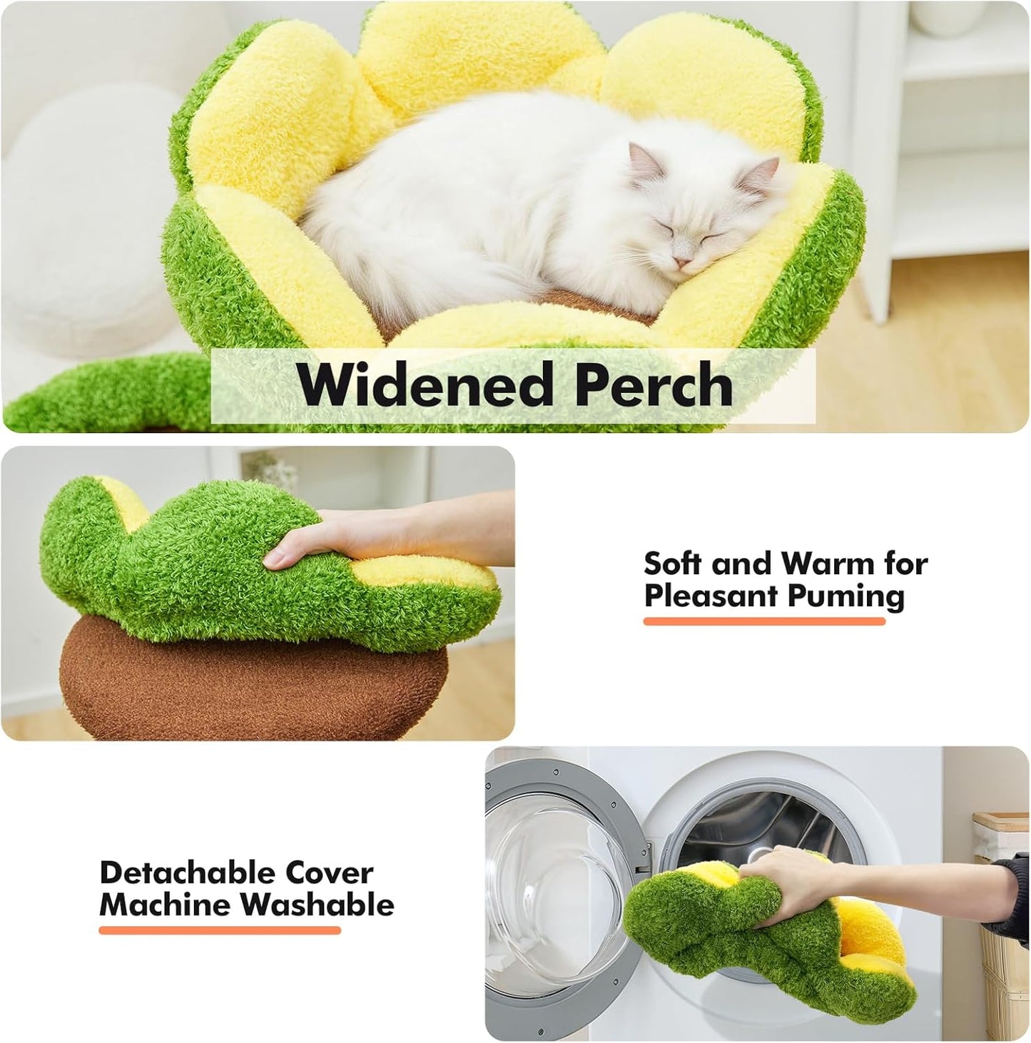 Cat Tree Tower with Large Cat House,Three Platforms Jumping and Sleeping for Cats Multi-Functional for Kittens and Adult Cats (Green)