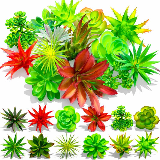 12 Pack Artificial Succulents, Mini Fake Succulent Plants Assortment, Small Faux Plastic Plants for DIY Crafts, Terrarium, Fairy Garden, Home Office Desk Decor