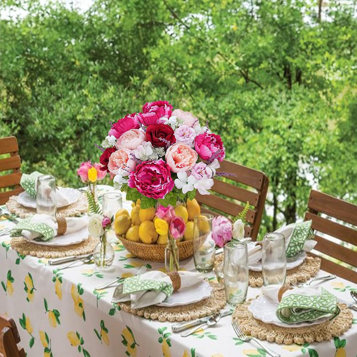 10PCS 34.65'' Artificial Forsythia Branches Yellow Flowers Long Stem | Fake Forsythia Blossom Long Stems Fake Winter Jasmine Cemetery Flowers for Home Table Wedding Graveyard Indoor Outdoor Decor