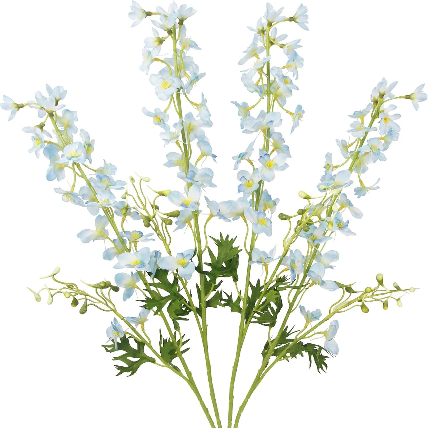 4 Pcs Delphinium Artificial Flowers Light Blue 31" Long Stem Silk Larkspur Faux Flowers Snapdragon Floral Arrangements for Tall Vase Home Wedding Table Centerpiece Outdoor Garden DIY Crafts