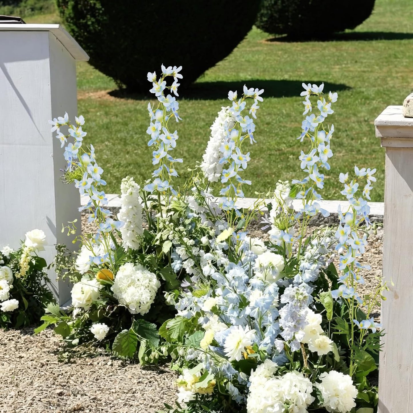 4 Pcs Delphinium Artificial Flowers Light Blue 31" Long Stem Silk Larkspur Faux Flowers Snapdragon Floral Arrangements for Tall Vase Home Wedding Table Centerpiece Outdoor Garden DIY Crafts