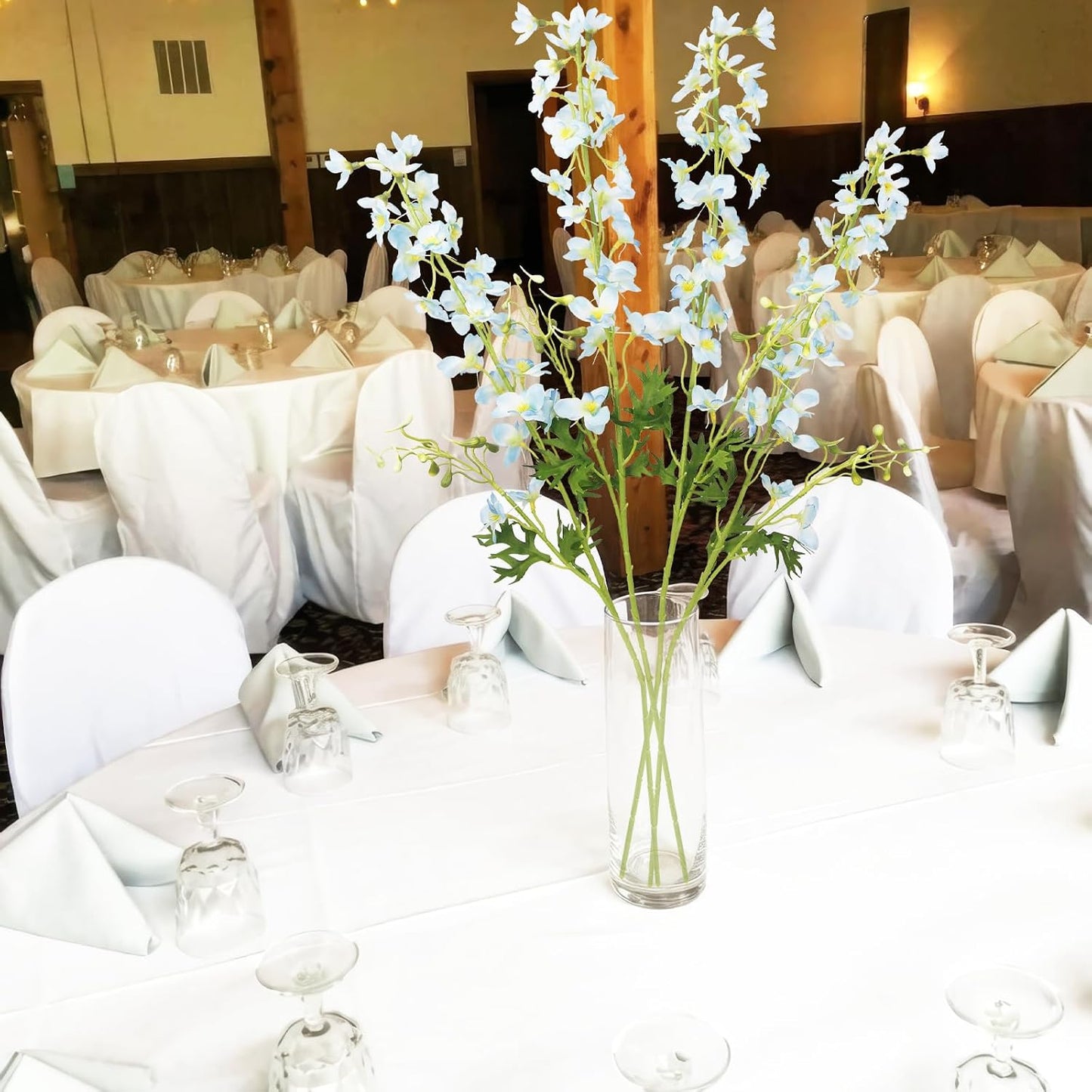4 Pcs Delphinium Artificial Flowers Light Blue 31" Long Stem Silk Larkspur Faux Flowers Snapdragon Floral Arrangements for Tall Vase Home Wedding Table Centerpiece Outdoor Garden DIY Crafts