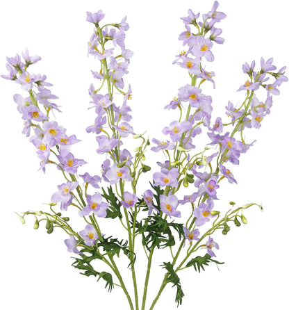 4 Pcs Delphinium Artificial Flowers Light Blue 31" Long Stem Silk Larkspur Faux Flowers Snapdragon Floral Arrangements for Tall Vase Home Wedding Table Centerpiece Outdoor Garden DIY Crafts