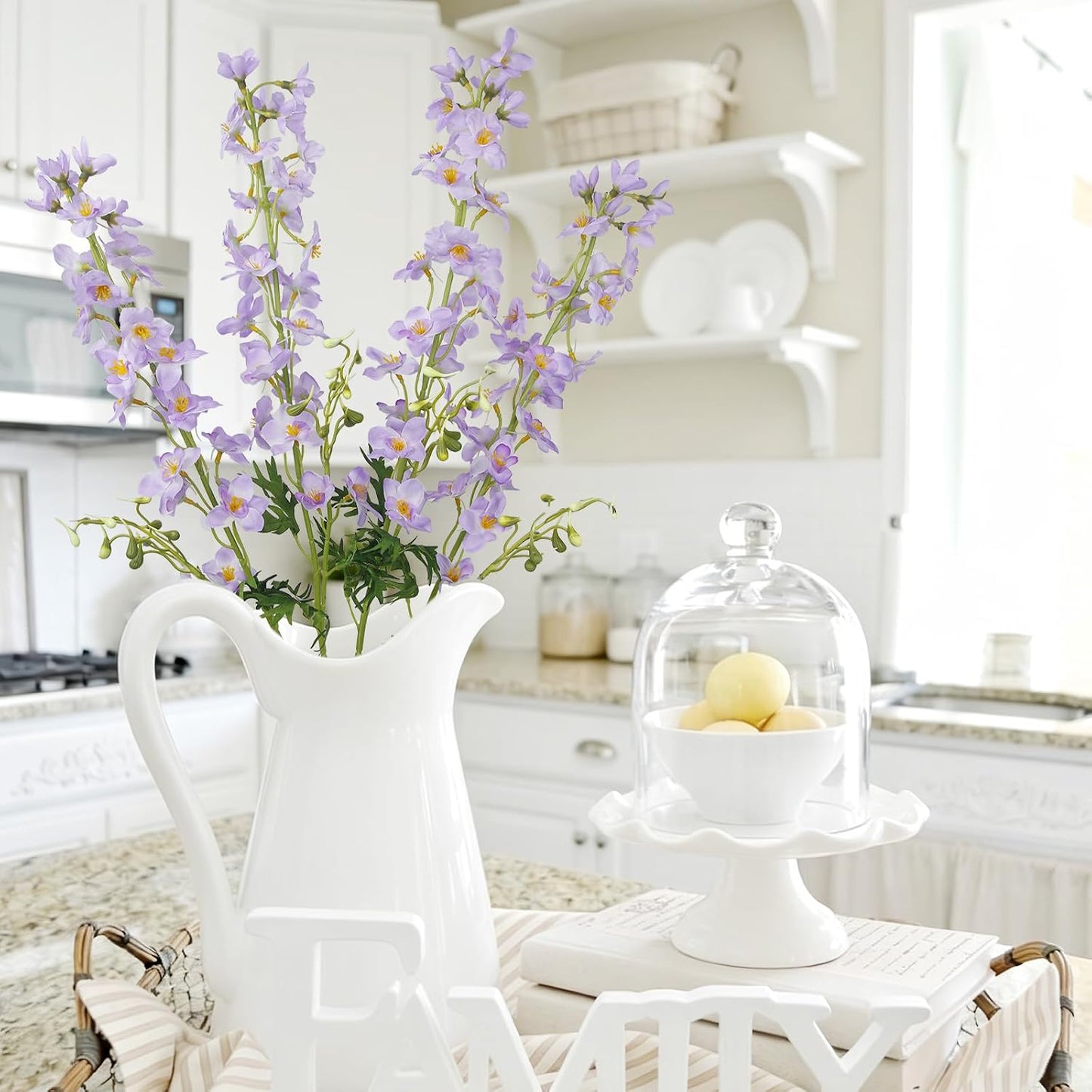 4 Pcs Delphinium Artificial Flowers Light Blue 31" Long Stem Silk Larkspur Faux Flowers Snapdragon Floral Arrangements for Tall Vase Home Wedding Table Centerpiece Outdoor Garden DIY Crafts