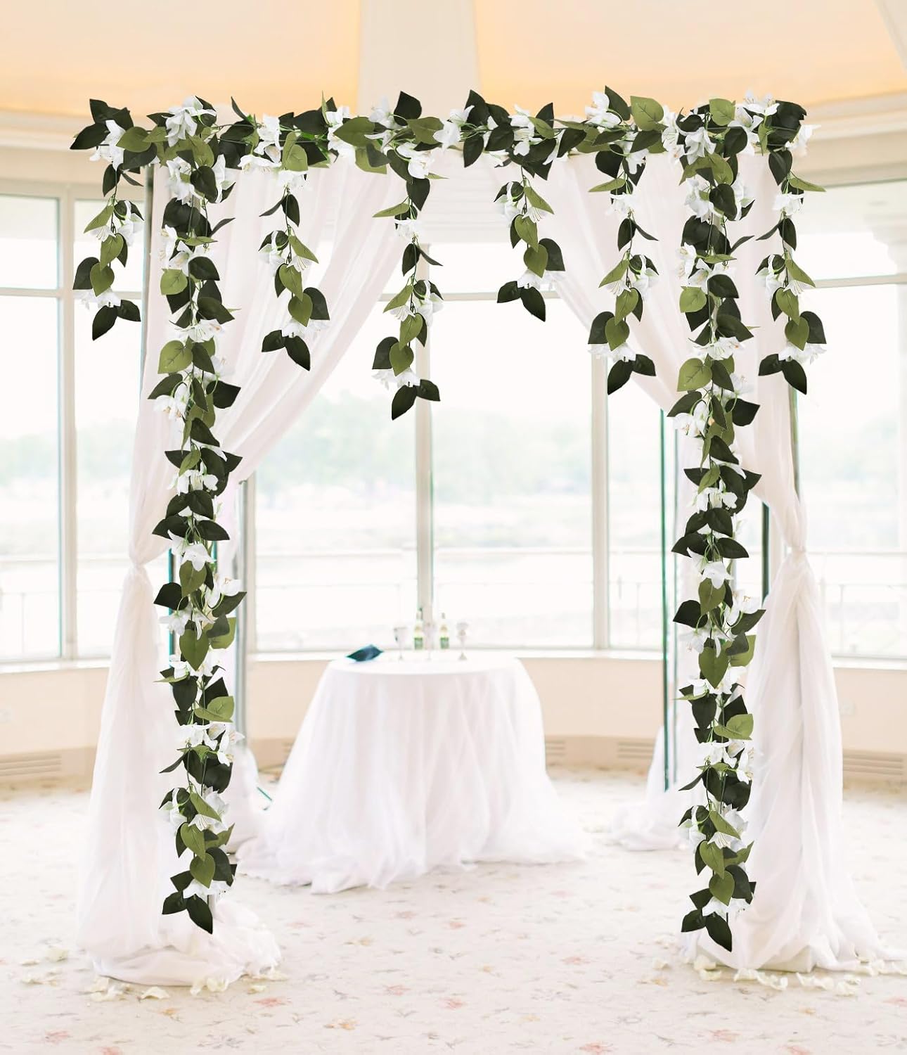 Artificial Bougainvillea Garland,4PCS 7.2ft/Piece Pink Flower Garland Faux Silk Bougainvillea Vines Artificial Decor for Wedding Arch Table Home Garden(Deep Pink)