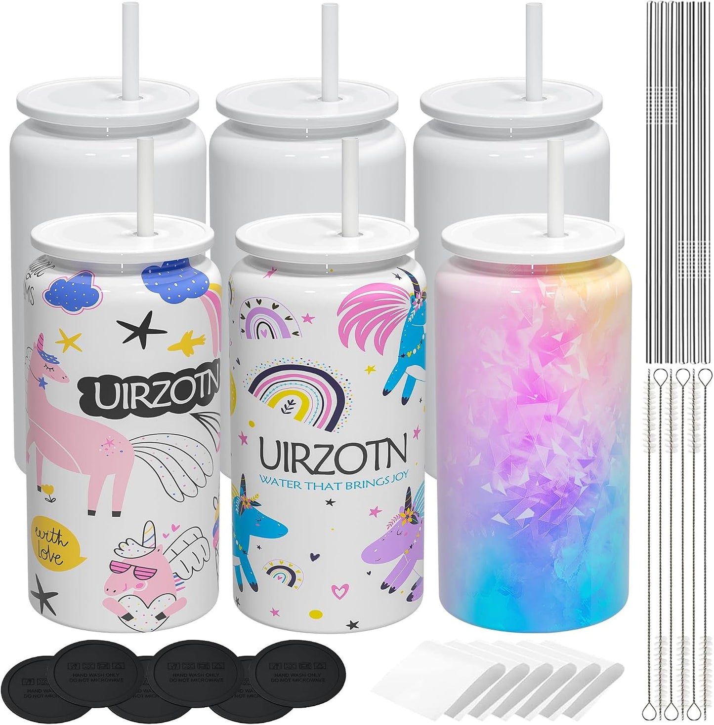 16 oz Sublimatable Tumbler, Insulated Tumbler with Straw | Reusable Iced Coffee Cup with Lid and Straw, Stainless Steel Tumbler with Straw, Yellow, Smooth Sublimation Coating