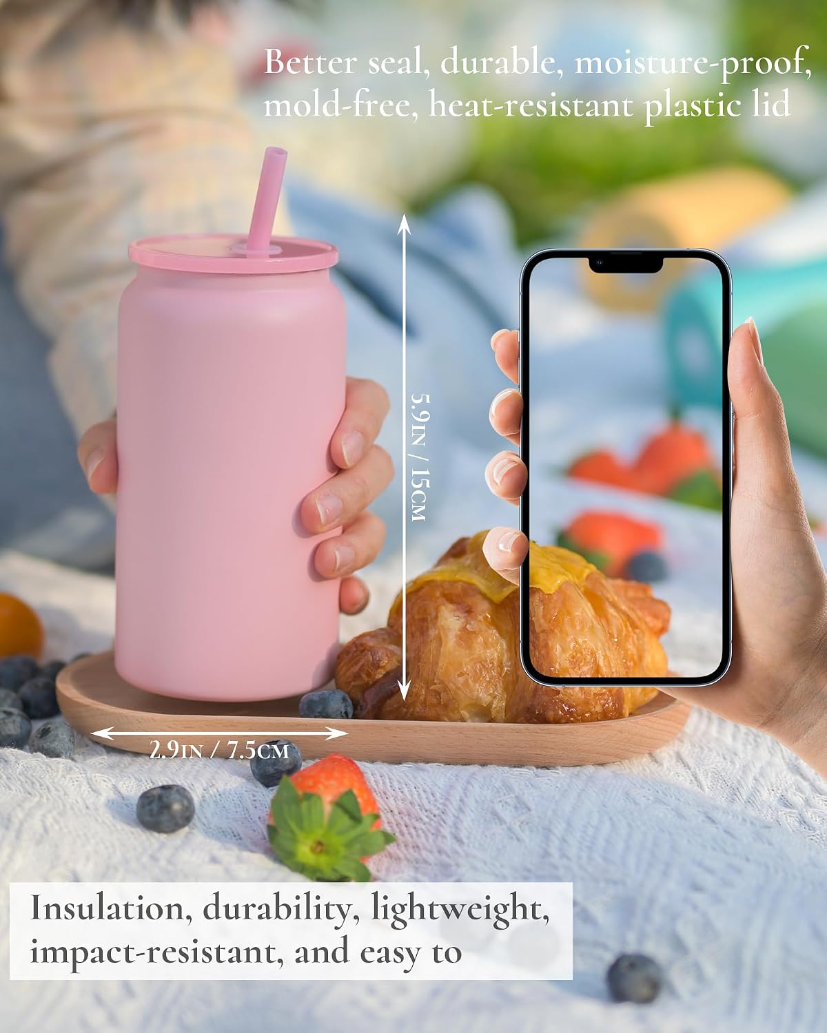 16 oz Sublimatable Tumbler, Insulated Tumbler with Straw | Reusable Iced Coffee Cup with Lid and Straw, Stainless Steel Tumbler with Straw, Yellow, Smooth Sublimation Coating