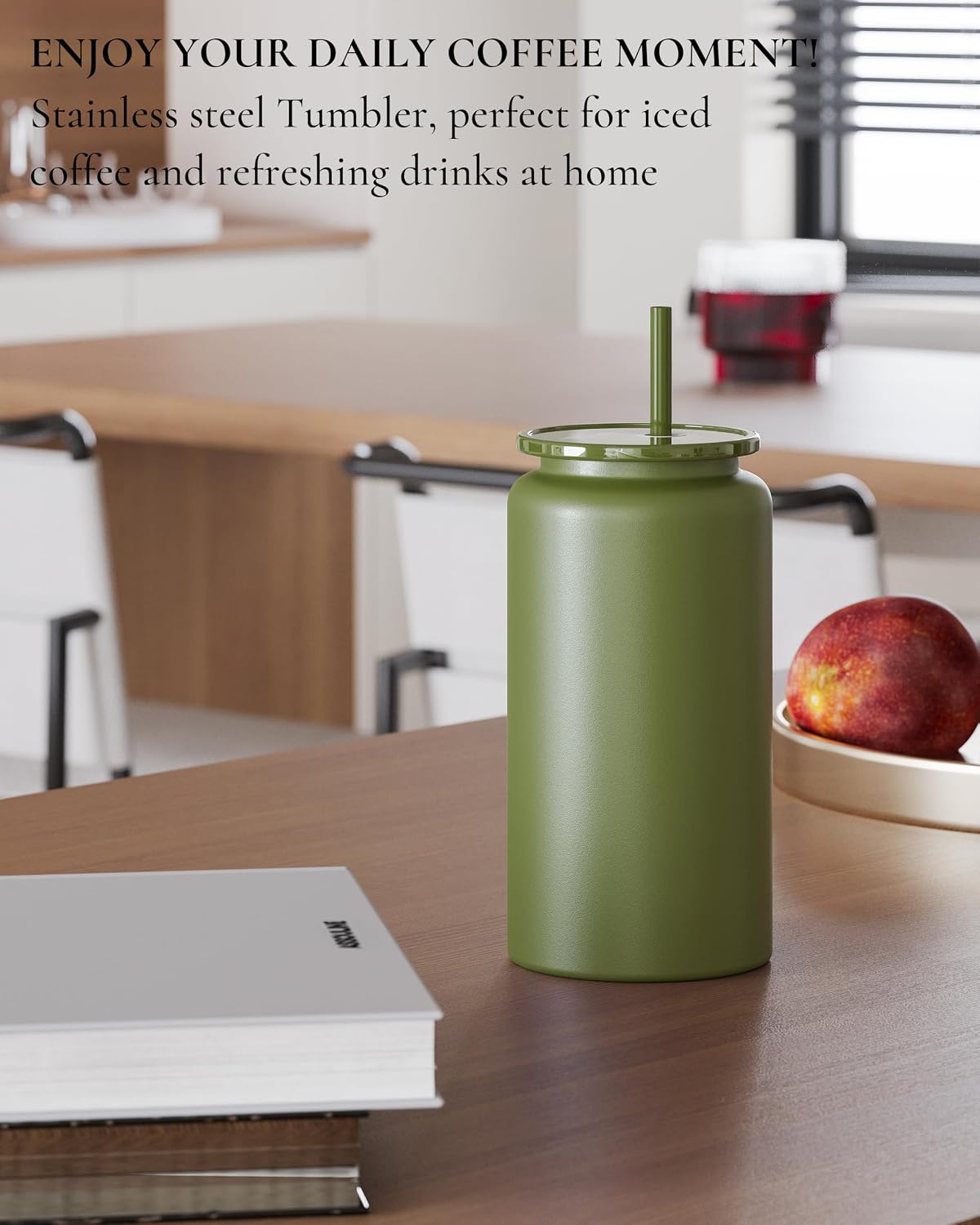 16 oz Sublimatable Tumbler, Insulated Tumbler with Straw | Reusable Iced Coffee Cup with Lid and Straw, Stainless Steel Tumbler with Straw, Yellow, Smooth Sublimation Coating