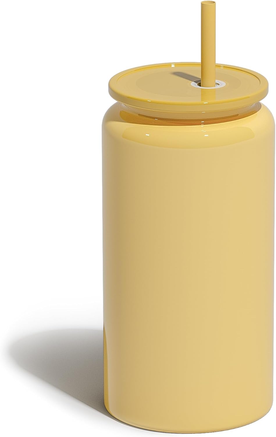 16 oz Sublimatable Tumbler, Insulated Tumbler with Straw | Reusable Iced Coffee Cup with Lid and Straw, Stainless Steel Tumbler with Straw, Yellow, Smooth Sublimation Coating