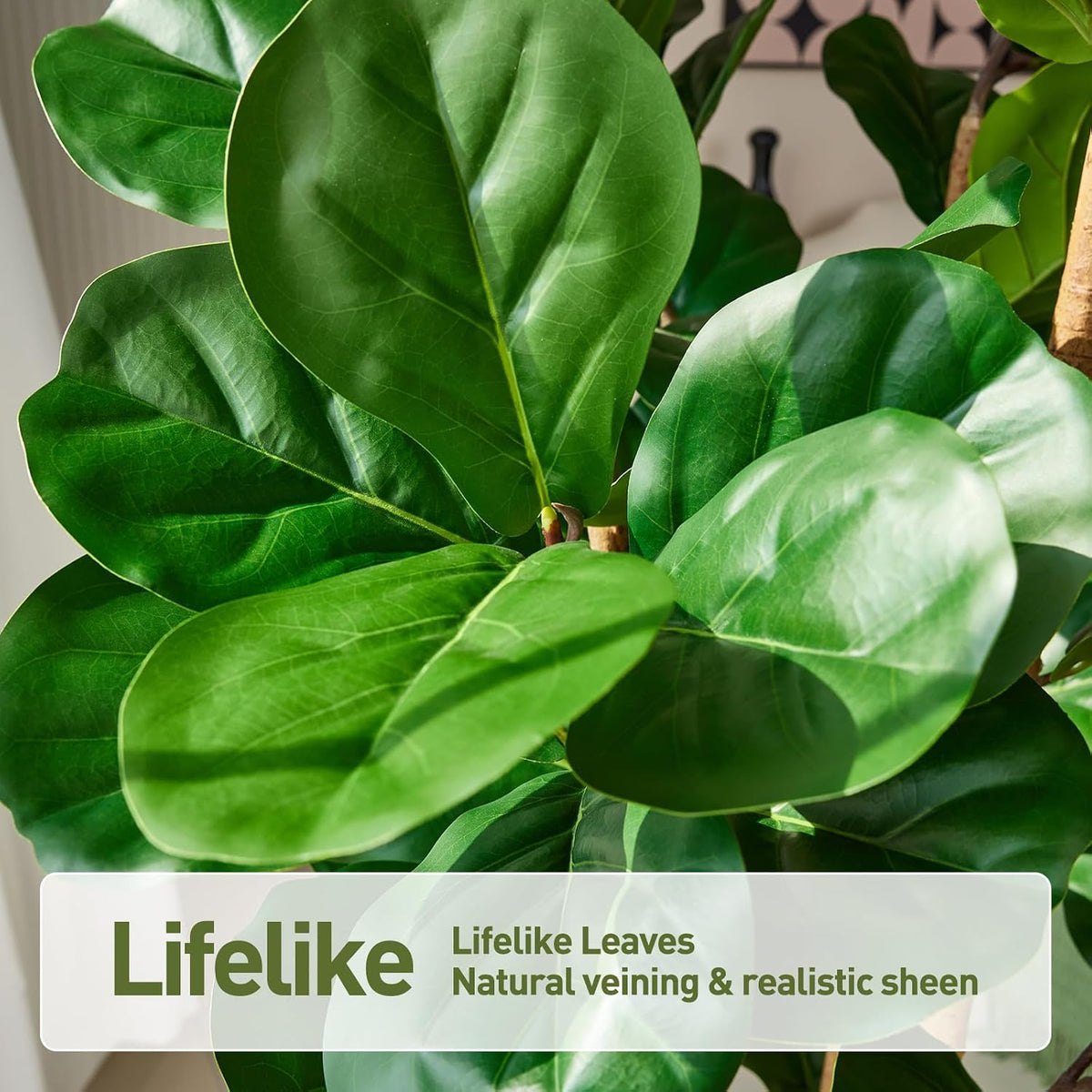 7ft Artificial Fiddle Leaf Fig Tree, 4 Real Wood Trunks