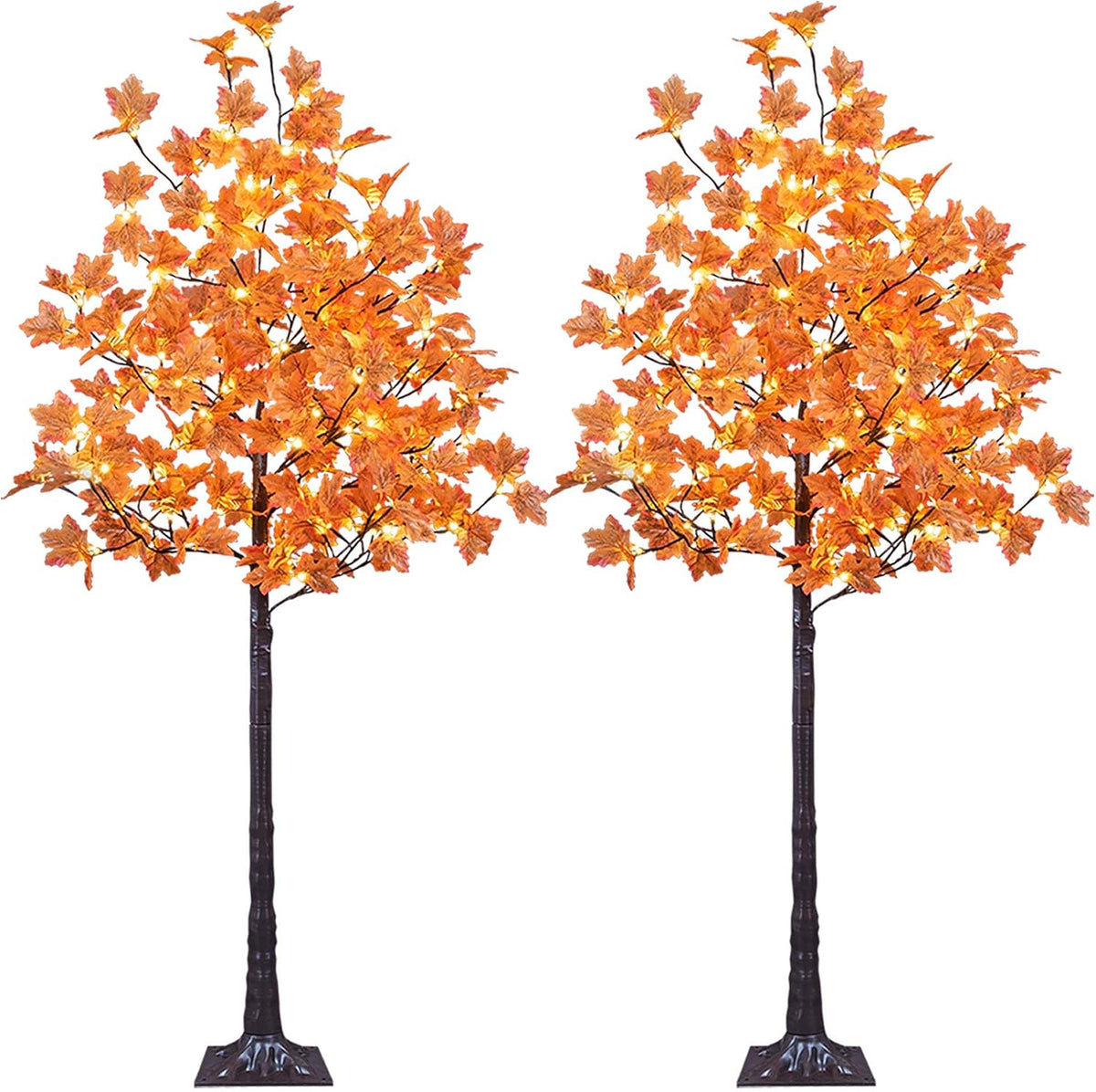 6 Ft Lighted Maple Trees, 240 Warm White LEDs, Fall Decor