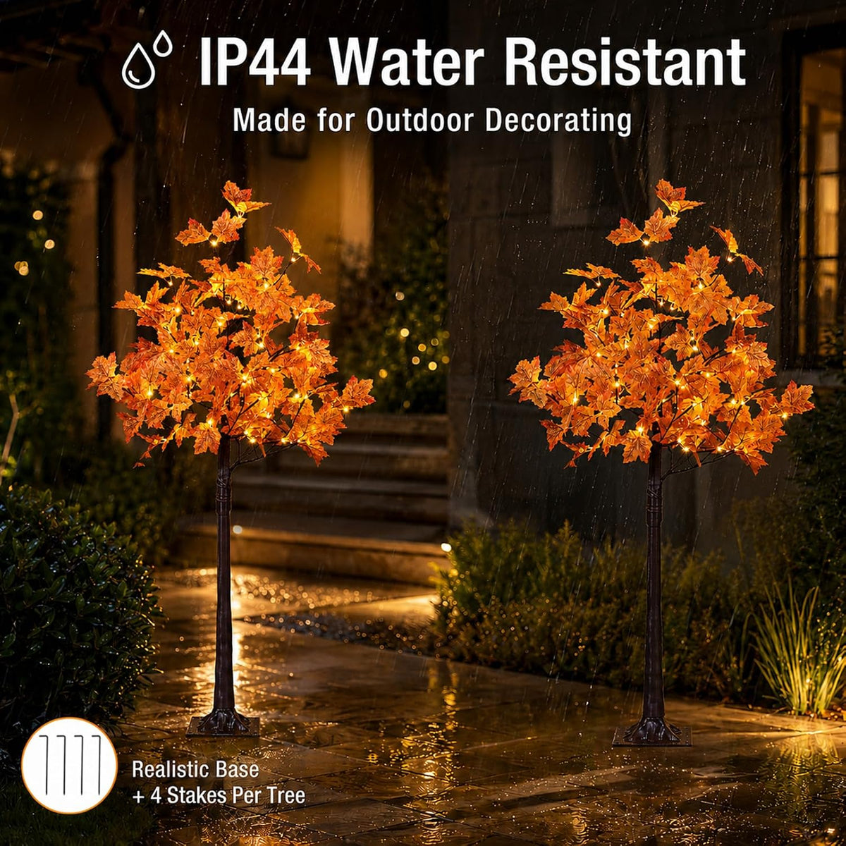 6 Ft Lighted Maple Trees, 240 Warm White LEDs, Fall Decor
