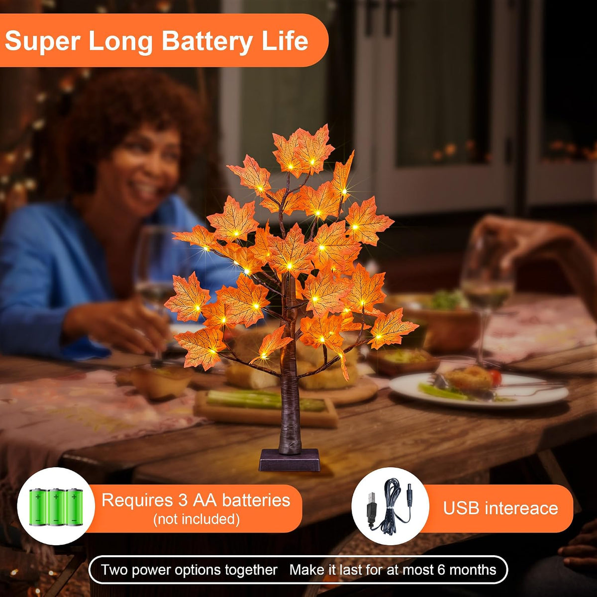 6 Ft Lighted Maple Trees, 240 Warm White LEDs, Fall Decor