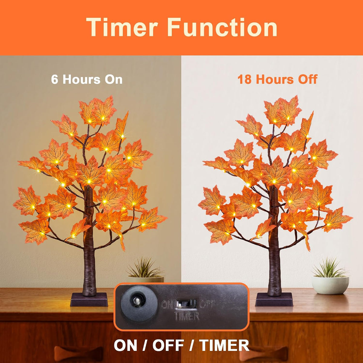 6 Ft Lighted Maple Trees, 240 Warm White LEDs, Fall Decor