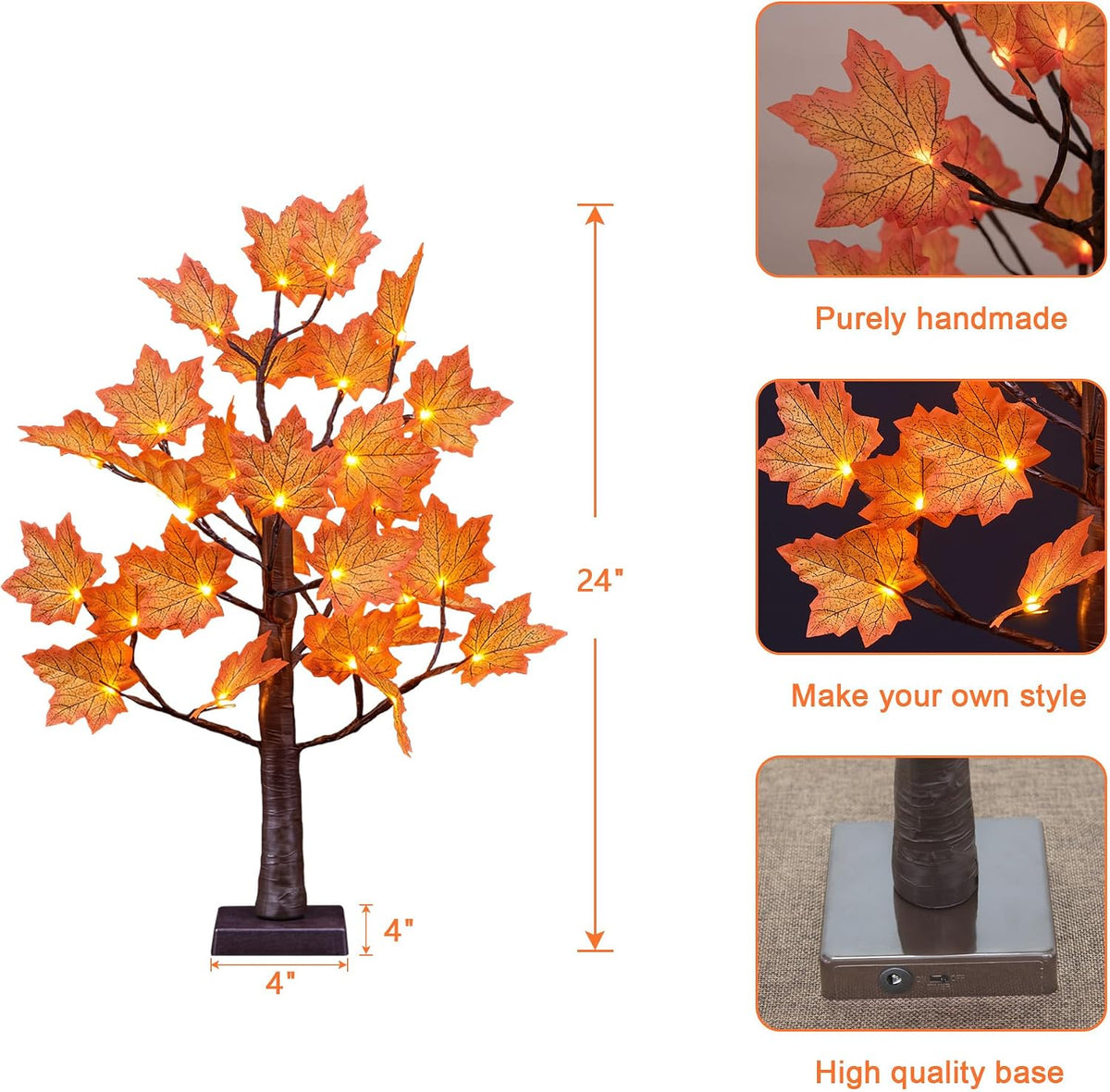 6 Ft Lighted Maple Trees, 240 Warm White LEDs, Fall Decor