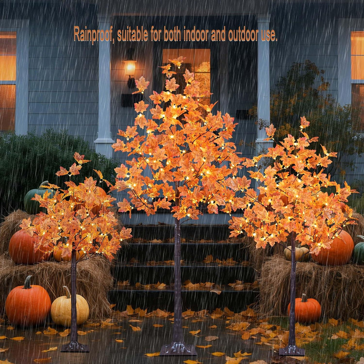 6 Ft Lighted Maple Trees, 240 Warm White LEDs, Fall Decor