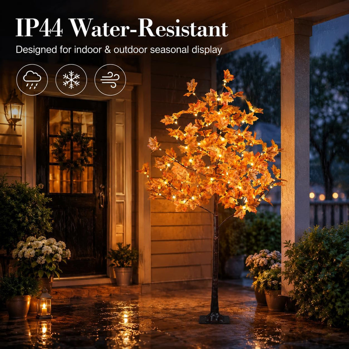 6 Ft Lighted Maple Trees, 240 Warm White LEDs, Fall Decor