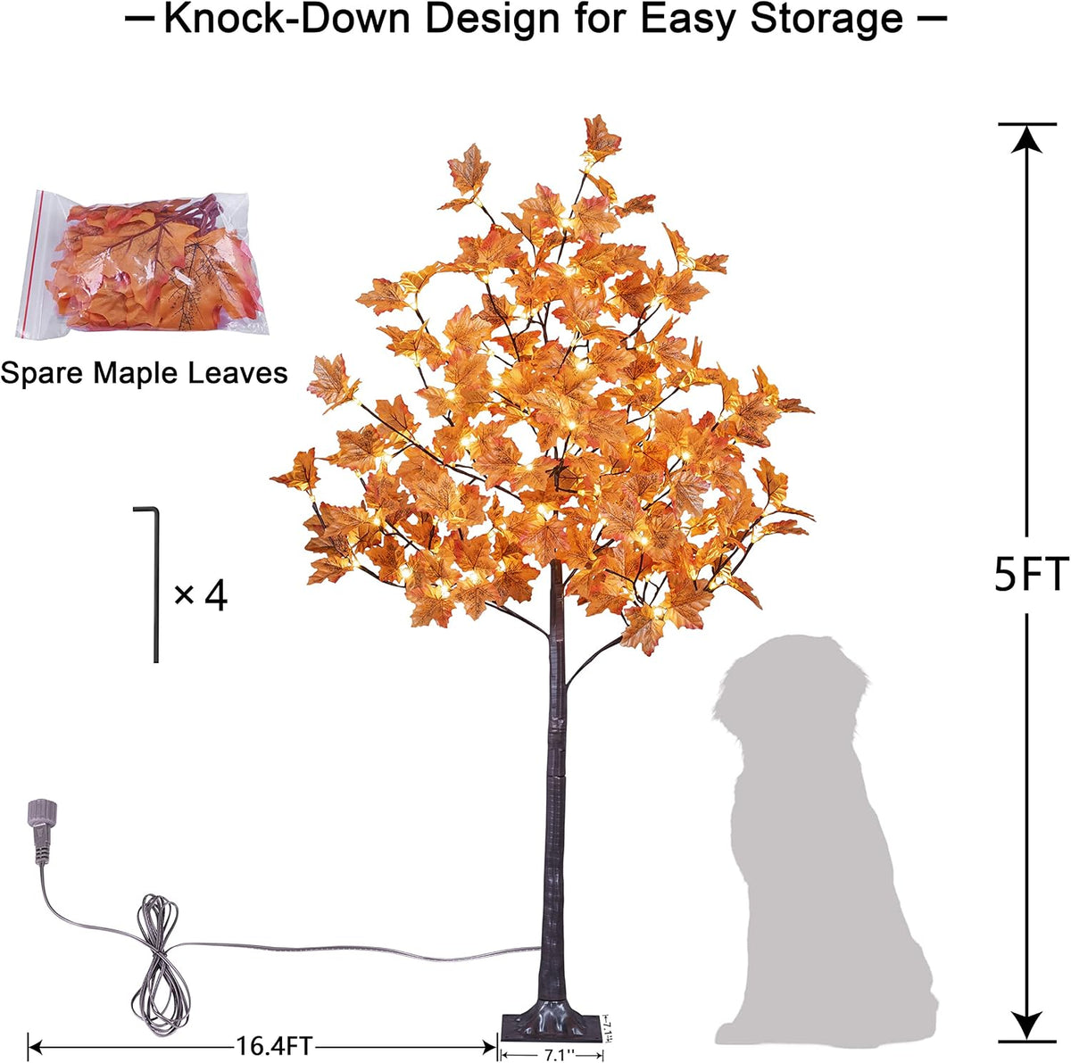 6 Ft Lighted Maple Trees, 240 Warm White LEDs, Fall Decor