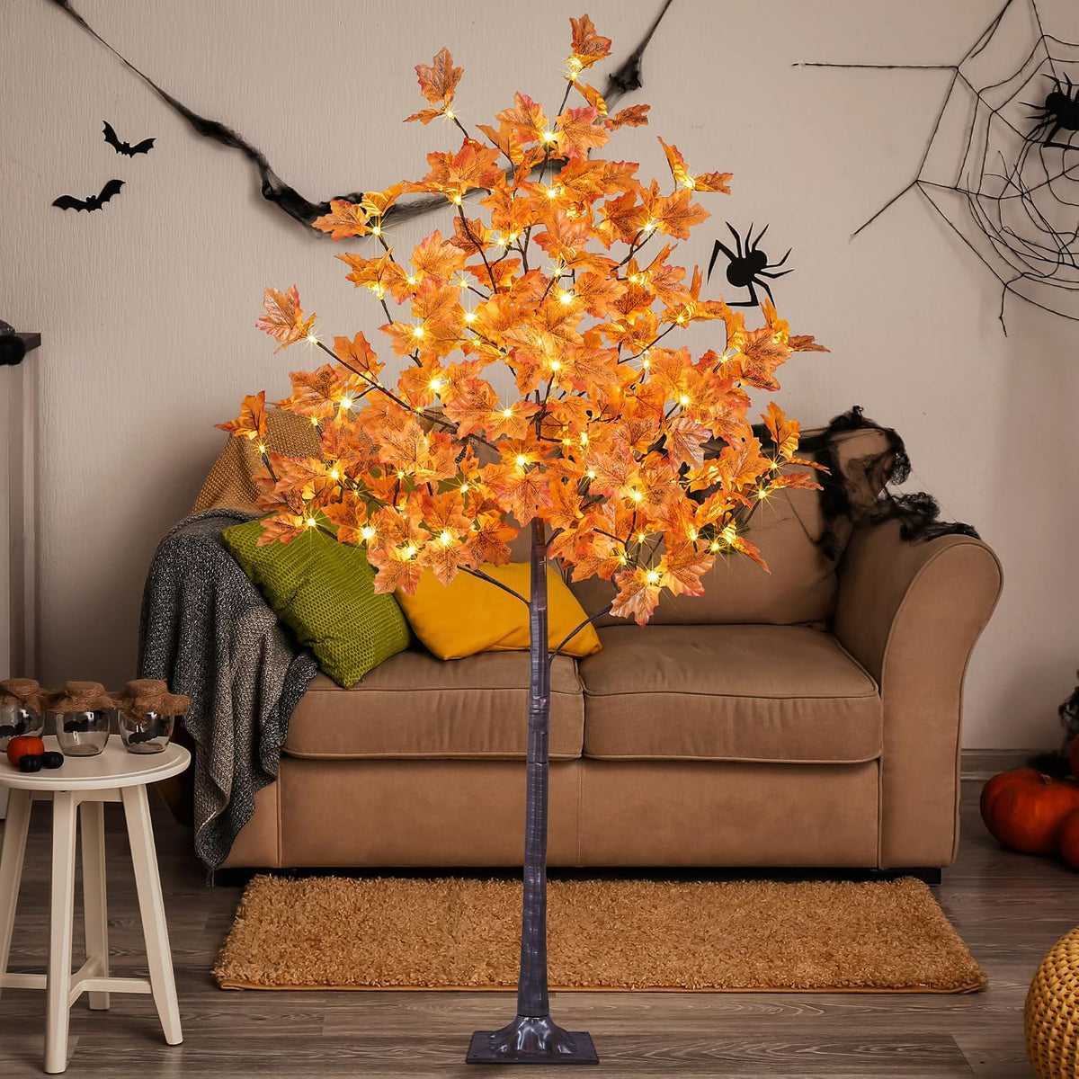 6 Ft Lighted Maple Trees, 240 Warm White LEDs, Fall Decor
