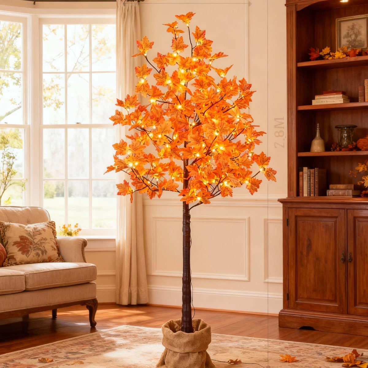 6 Ft Lighted Maple Trees, 240 Warm White LEDs, Fall Decor