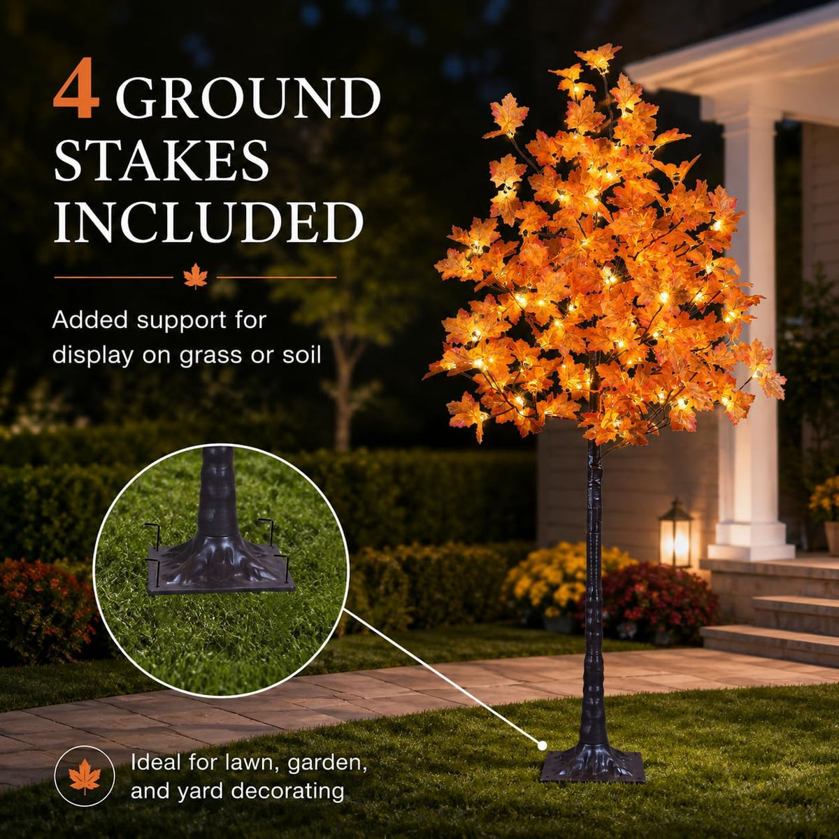 6 Ft Lighted Maple Trees, 240 Warm White LEDs, Fall Decor