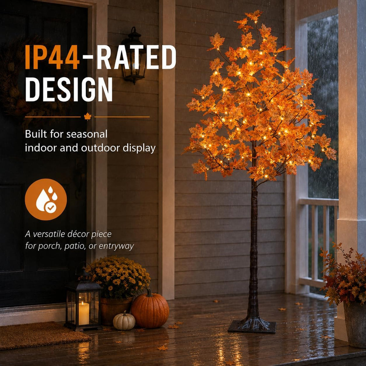 6 Ft Lighted Maple Trees, 240 Warm White LEDs, Fall Decor
