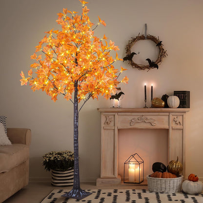 6 Ft Lighted Maple Trees, 240 Warm White LEDs, Fall Decor