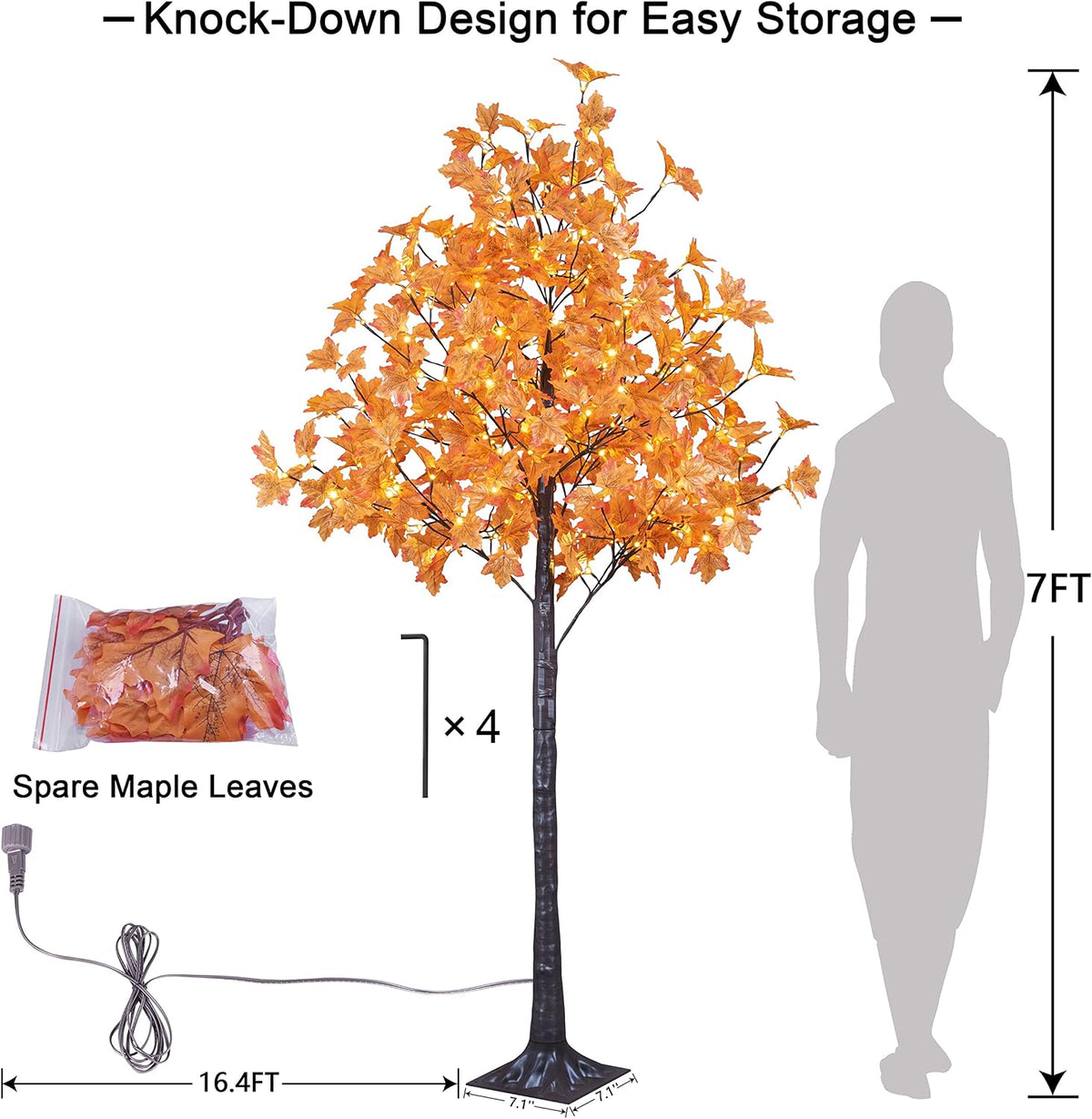 6 Ft Lighted Maple Trees, 240 Warm White LEDs, Fall Decor