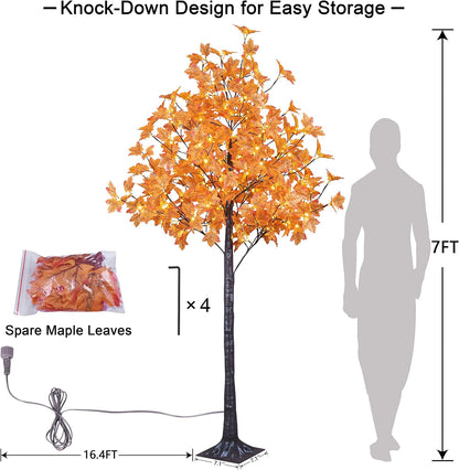 6 Ft Lighted Maple Trees, 240 Warm White LEDs, Fall Decor