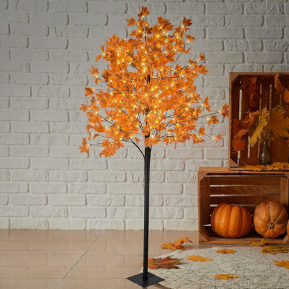 6 Ft Lighted Maple Trees, 240 Warm White LEDs, Fall Decor