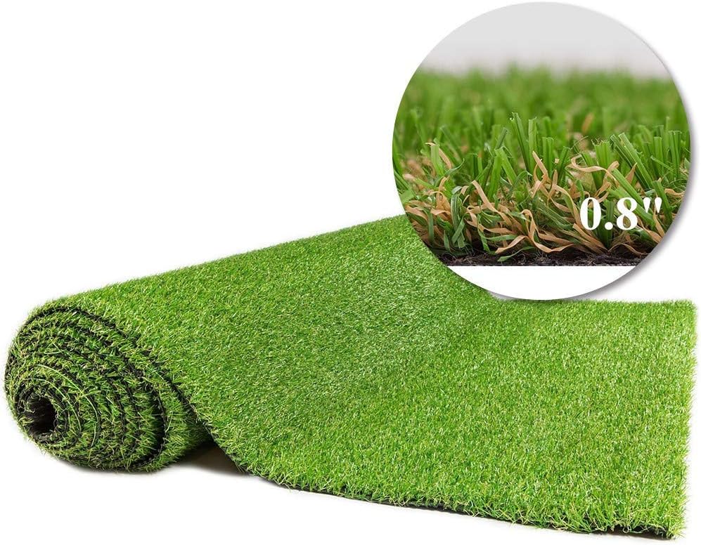 Premium Artificial Turf Grass 4x7 Ft 4-Tone 0.8" Pile Height, Durable Astroturf Fake Grass Rug, Synthetic Grass for Dogs Potty Indoor Outdoor Landscape with Drainage Holes