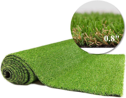 Premium Artificial Turf Grass 4x7 Ft 4-Tone 0.8" Pile Height, Durable Astroturf Fake Grass Rug, Synthetic Grass for Dogs Potty Indoor Outdoor Landscape with Drainage Holes