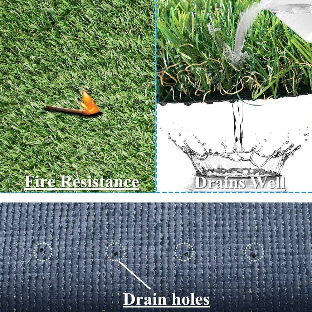 Premium Artificial Turf Grass 4x7 Ft 4-Tone 0.8" Pile Height, Durable Astroturf Fake Grass Rug, Synthetic Grass for Dogs Potty Indoor Outdoor Landscape with Drainage Holes