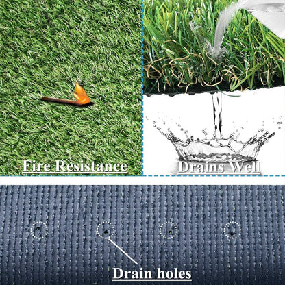Premium Artificial Turf Grass 4x7 Ft 4-Tone 0.8" Pile Height, Durable Astroturf Fake Grass Rug, Synthetic Grass for Dogs Potty Indoor Outdoor Landscape with Drainage Holes