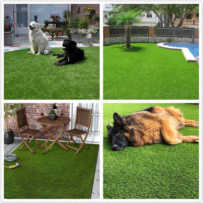 Premium Artificial Turf Grass 4x7 Ft 4-Tone 0.8" Pile Height, Durable Astroturf Fake Grass Rug, Synthetic Grass for Dogs Potty Indoor Outdoor Landscape with Drainage Holes