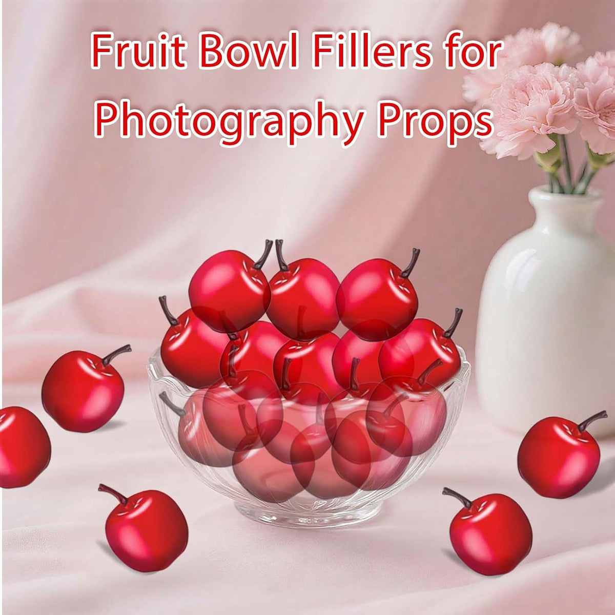 20 Pieces Mini Fake Apples, Red Artificial Apples, Faux Realistic Apple Decorative Fruit Food Ornaments Display Photo Props