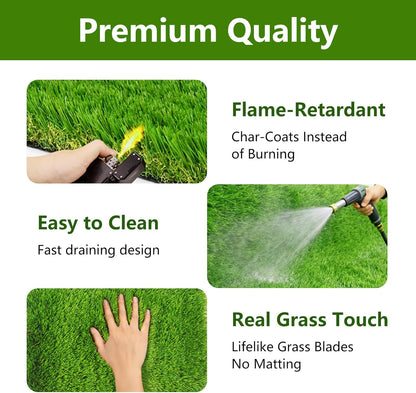 Extra Thick Artificial Grass Rug, 1.97" / 50mm Pile Height High Density Synthetic Fake Grass Turf for Dogs and Pets, Soft Realistic Grass for Patio Backyard Garden Indoor Outdoor, 4FT x 6FT
