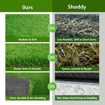 Extra Thick Artificial Grass Rug, 1.97" / 50mm Pile Height High Density Synthetic Fake Grass Turf for Dogs and Pets, Soft Realistic Grass for Patio Backyard Garden Indoor Outdoor, 4FT x 6FT